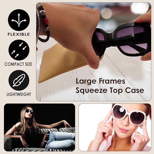 Soft Sunglasses case | Large Glasses Case Holder - Eyeglass Pouch Squeeze Top | Glasses pouch Lightweight Extra Layers - color: Gold