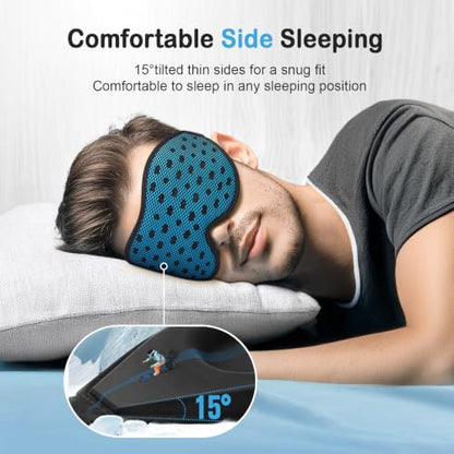 LitBear Breathable Sleep Mask, 3D Eye Mask Sleep for Side Sleeper Women Men - color: Blue