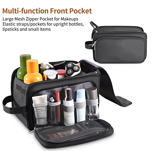 Buruis Extra Large Toiletry Bag for Men, PU Leather Travel Dopp Kit, Black - color: Black