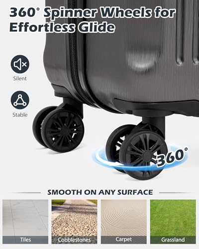 Coolife PC+ABS Hardshell Luggage, TSA Lock, Spinner Wheels, 28in Expandable - color: silver, size: 28 inch
