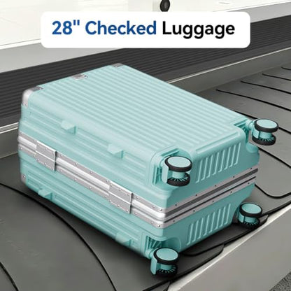 Trunk Luggage, Hardside Large Checked Suitcase, Mint Green, 28 in - color: mint green, size: 28in