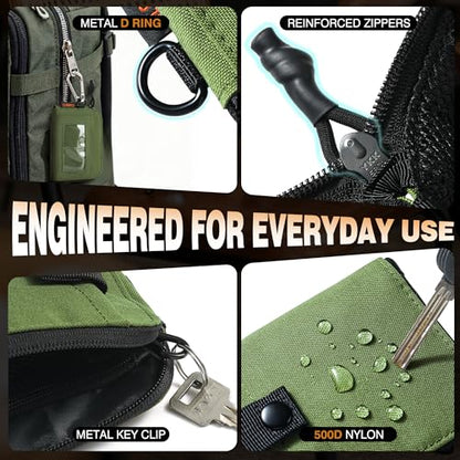 RFID Blocking Coin Pouch Wallet with Key Clip & ID Window for Men - color: Green