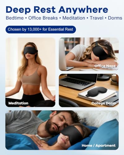 3D Cooling Gel Weighted Eye Mask for Sleeping, 100% Blackout Sleep Mask - color: Black