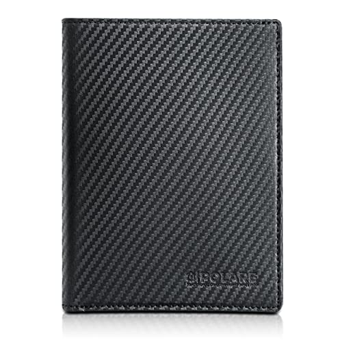 Polare Slim RFID Blocking Leather Passport Holder Travel Bifold Wallet For Men (Carbon Black) - color: Carbon Black