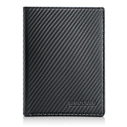 Polare Slim RFID Blocking Leather Passport Holder Travel Bifold Wallet For Men (Carbon Black) - color: Carbon Black