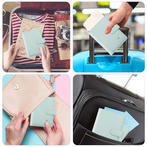 Cnycmy Passport Holder for Travel,Passport Cover Case with RFID - color: Leatherate-Aqua Green