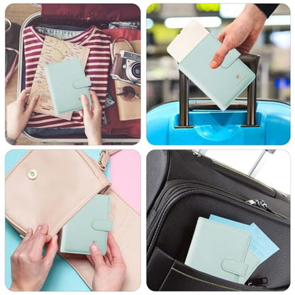 Cnycmy Passport Holder for Travel,Passport Cover Case with RFID - color: Leatherate-Aqua Green