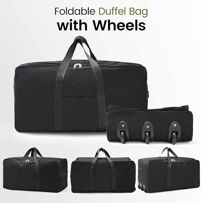 REDCAMP Foldable Rolling Duffel Bag with 3 Wheels 120L Large Travel Bag - color: GREEN