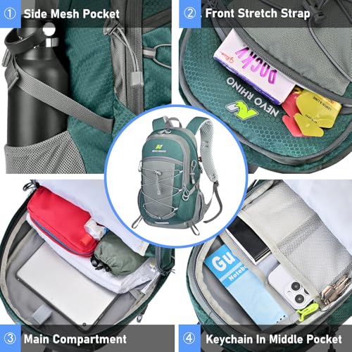 N NEVO RHINO Hiking Backpack,20L Waterproof Hiking Outdoor Daypack - color: Lakeblue