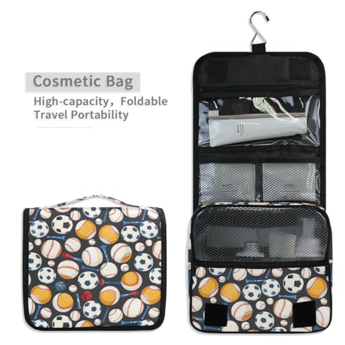 senya Hanging Travel Toiletry Bag Baseball Kit Makeup Case Cosmetics Organizer for Men Women - color: Baseball