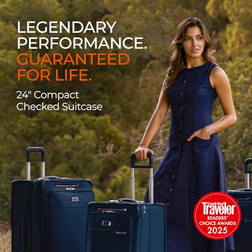 Briggs & Riley Baseline Compact Checked 24 Inch Softside Luggage, Navy - color: Navy, size: 24" Compact Checked