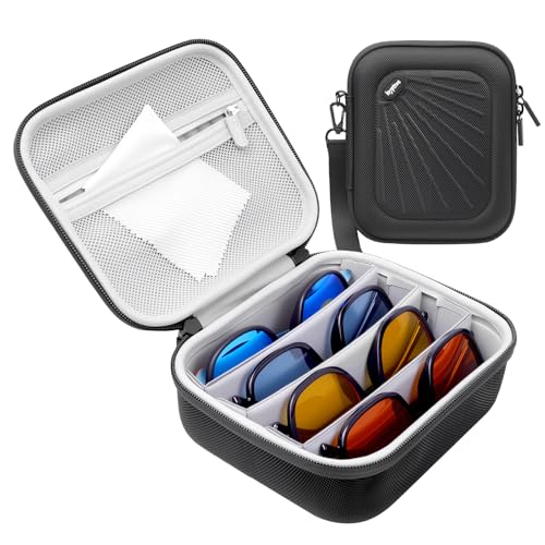 Krypthos Travel Sunglasses Organizer Case, Portable Eyeglasses Storage Box Eyewear Glasses Display Case for Men Women - color: 4 Pairs