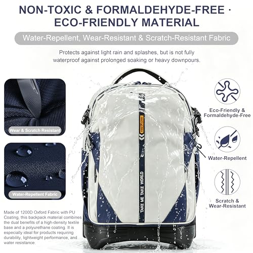 NEW TILAMI 18 Inch Expandable Rolling Backpack Stair-Climbing for School - color: White