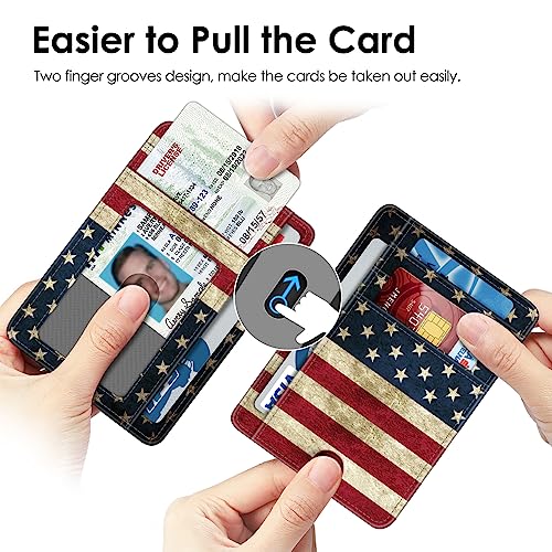 FINTIE Slim Front Pocket Wallet, RFID Blocking Credit Card Holder - color: US-Flag