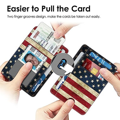 FINTIE Slim Front Pocket Wallet, RFID Blocking Credit Card Holder - color: US-Flag