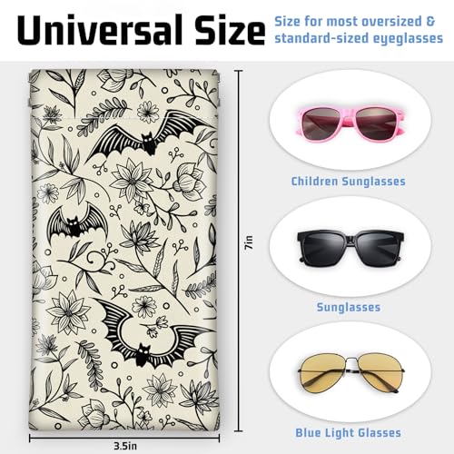 Soft Glasses Case for Sunglasses Eyeglass Slim Pouch - color: Bats