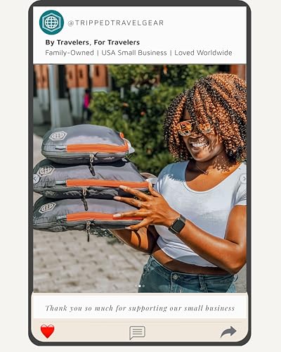 TRIPPED Travel Gear Extra Large Compression Packing Cubes 6-Piece Set - color: Grey/Orange