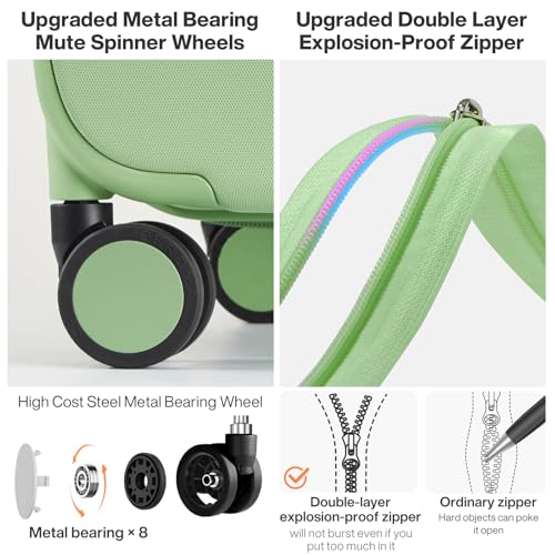 mixi Luggage Suitcases with Spinner Wheels, Large Hardside Rolling Suitcase PC with TSA Lock Travel Case 26in Checked in, Fine Grid Avocado Green - color: Fine Grid Avocado Green, size: 26in Checked in