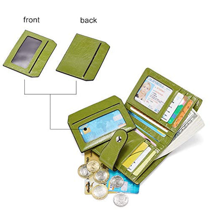 BOSTANTEN Leather Womens Wallet Small RFID Blocking Credit Card Holder - color: 1-green