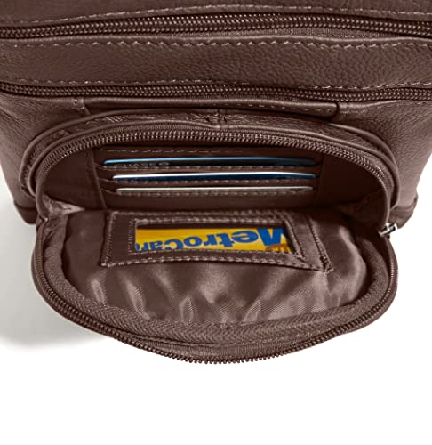TOVOSO Crossbody Bag for Women, Genuine Leather Multi-Pocket Purse with Adjustable Strap, RFID Protection, Built-In Wallet - color: Brown, size: XX-Large