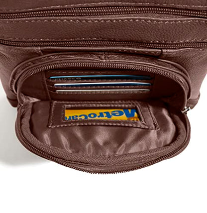 TOVOSO Crossbody Bag for Women, Genuine Leather Multi-Pocket Purse with Adjustable Strap, RFID Protection, Built-In Wallet - color: Brown, size: XX-Large