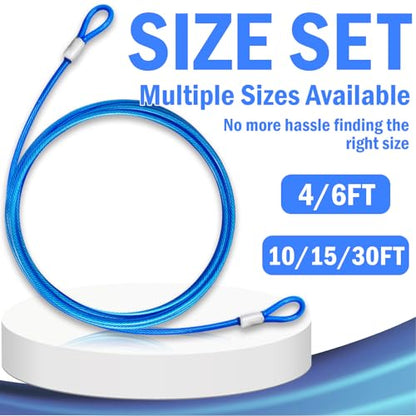 4.7mm(3/16") Steel Security Cable with Loops, Bike Lock Cable, 1Pack - color: Blue, size: 10FT-(1Pack)