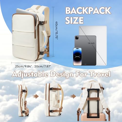 suradar Travel Backpack Carry On Backpack Flight Approved - color: Z2-beige Brown