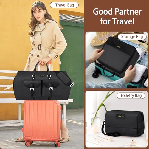 Garment Bag for Travel Convertible Carry on Travel Duffel Bag for Men Women - color: A03-Black