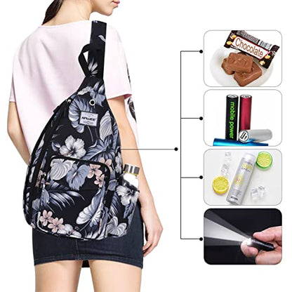 Backpack Sling for Women Anti-Water Crossbody Bag Inclined Adjustable Pack - color: Hibiscus