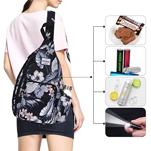 Backpack Sling for Women Anti-Water Crossbody Bag Inclined Adjustable Pack - color: Hibiscus
