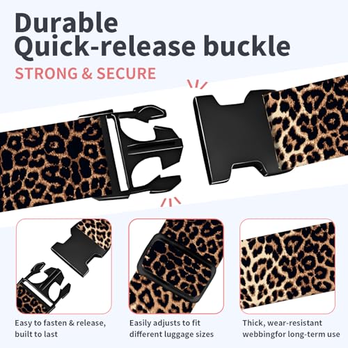 Luggage Strap for Suitcases Adjustable Travel Belt with Quick Release Buckle, Cute Travel Accessories for Suitcase Strap Leopard Print - color: Leopard Print