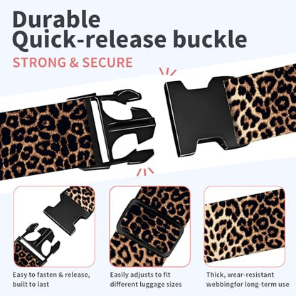Luggage Strap for Suitcases Adjustable Travel Belt with Quick Release Buckle, Cute Travel Accessories for Suitcase Strap Leopard Print - color: Leopard Print