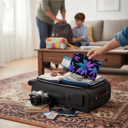Passport Holder Wallet Cover Case,RFID Blocking Passport Cover,Large Capacity Travel Wallet with Multi Card Slots (Weed Leaf Pattern) - color: Weed Leaf Pattern