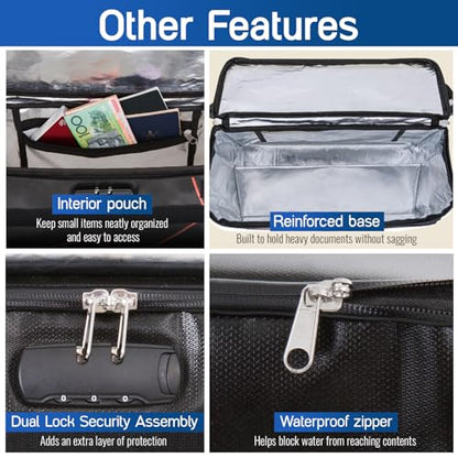 Flypal Fireproof Document Bag with lock, Patented Enclosed Flap, X Large