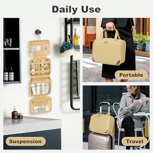 Toiletry Bag for Women with Jewelry Organizer Compartment, Beige - color: Beige02
