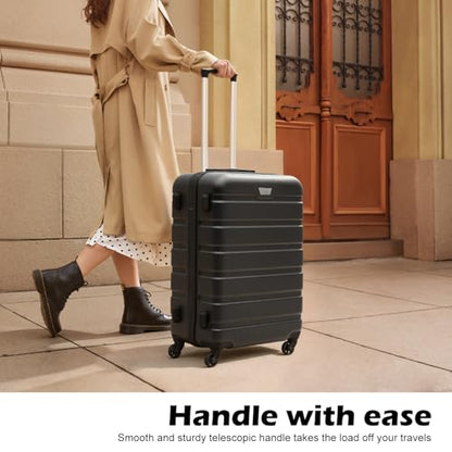 Coolife Luggage Set, 3 Piece Lightweight Durable Hardshell, Black - color: Black