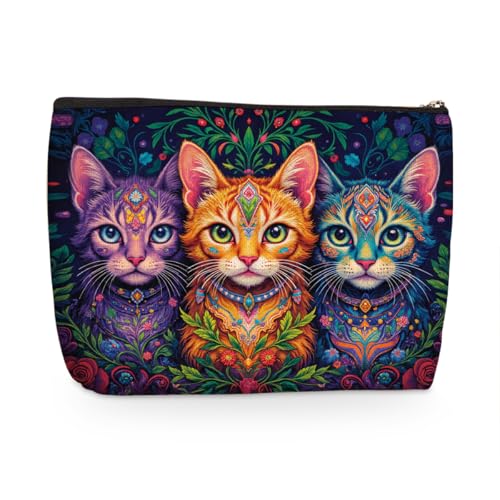 Wenboco Cute Cat Gifts for Women Makeup Bag, Cat Themed Cosmetic Bags - color: Multicolor 1579