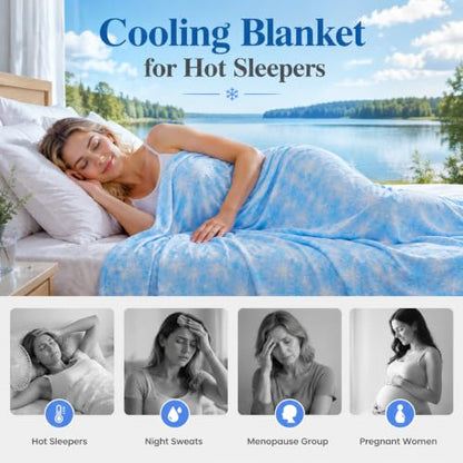OIGAE Cooling Blanket 50'' x 70'' for Hot Sleepers, Night Sweats, Menopause - color: 1 - Blue Snowflake, size: Throw 50'' x 70''