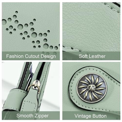 Tipmile Small Wallet for Women Bifold RFID Blocking Card Holder Leather Wallets with Zipper Coin Pocket - color: Green