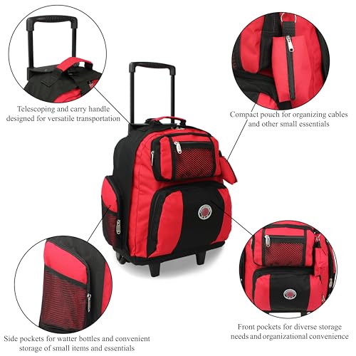 World Traveler Transworld 22-Inch Carry-On Rolling Backpack - Red - color: Red