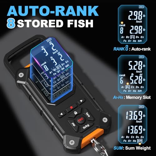 8-Slot Digital Fishing Scale with Lip Gripper & Auto-Rank Memory - color: Black