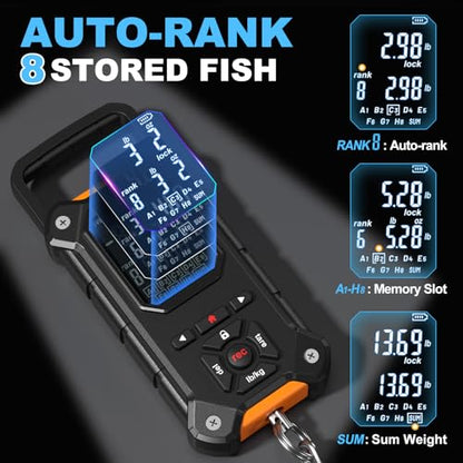 8-Slot Digital Fishing Scale with Lip Gripper & Auto-Rank Memory - color: Black