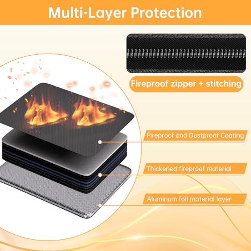 DocSafe 6400°F Fireproof Document Box with Lock, 10 Layers Heat Insulated - color: Black