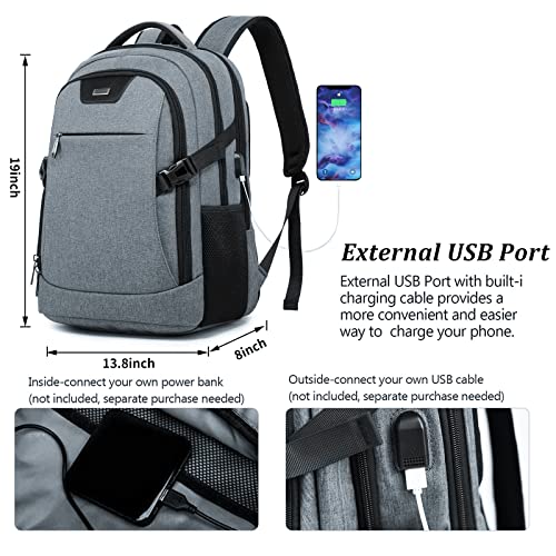 DUSLANG Travel Work Laptop Backpack With USB Charging Port Fits 15.6 15 14 13 Inch Laptop and Notebook Business Anti Theft College Computer Bag Back Pack for Women Men - Dark grey - color: Dark Gray