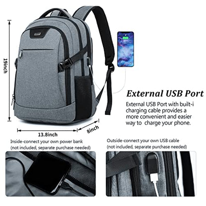 DUSLANG Travel Work Laptop Backpack With USB Charging Port Fits 15.6 15 14 13 Inch Laptop and Notebook Business Anti Theft College Computer Bag Back Pack for Women Men - Dark grey - color: Dark Gray
