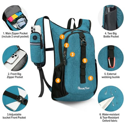 Seektop 15L Small Hiking Backpack for Women Men, Lightweight Hiking Daypack - color: Teal Blue, size: 15L