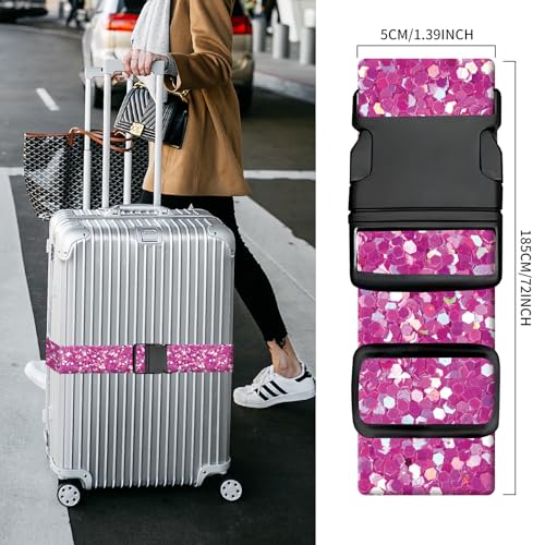 Luggage Straps for Suitcases, Heavy Duty Travel Belt with Quick-Release Buckle, Adjustable Suitcase Strap, Cute Luggage Accessories for Travel Pink Sparkle - color: Pink Sparkle