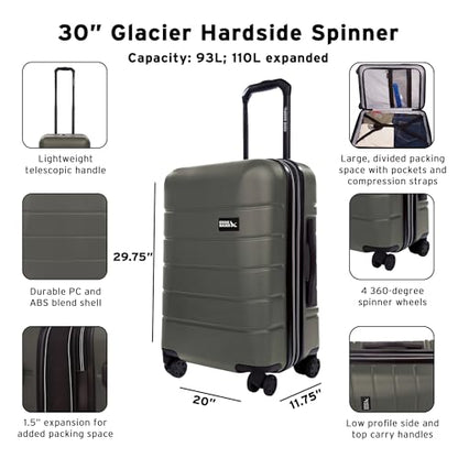 Eddie Bauer Glacier Hardside Spinner Durable PC/ABS Construction 2-Piece Set Suitcase Luggage, Sprig - color: Sprig, size: 2-Piece Luggage Set