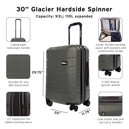 Eddie Bauer Glacier Hardside Luggage, Sprig, 30" - color: Sprig, size: 30" (Check-In)