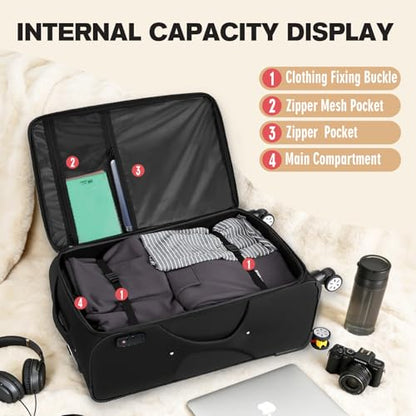 VJI 32" Softside Expandable Checked Luggage with Spinner Wheels, Black - size: 32 Inch